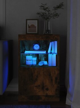 VidaXL Dressoir met LED-verlichting 41x37x67 cm gerookt eikenkleurig
