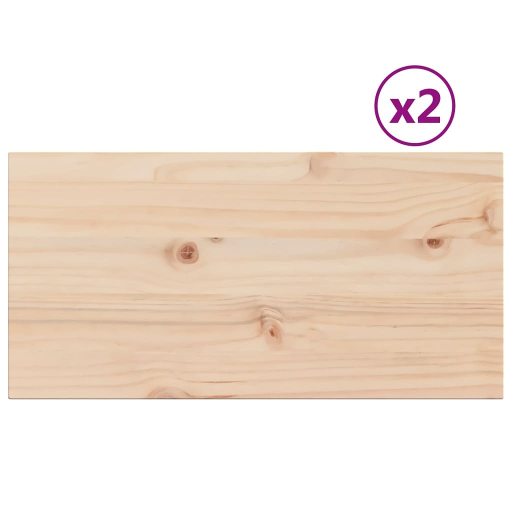 VidaXL Tafelbladen 2 st rechthoekig 70x35x2,5 cm massief grenenhout