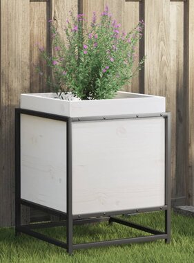 VidaXL Plantenbak 40x40x50 cm massief grenenhout wit