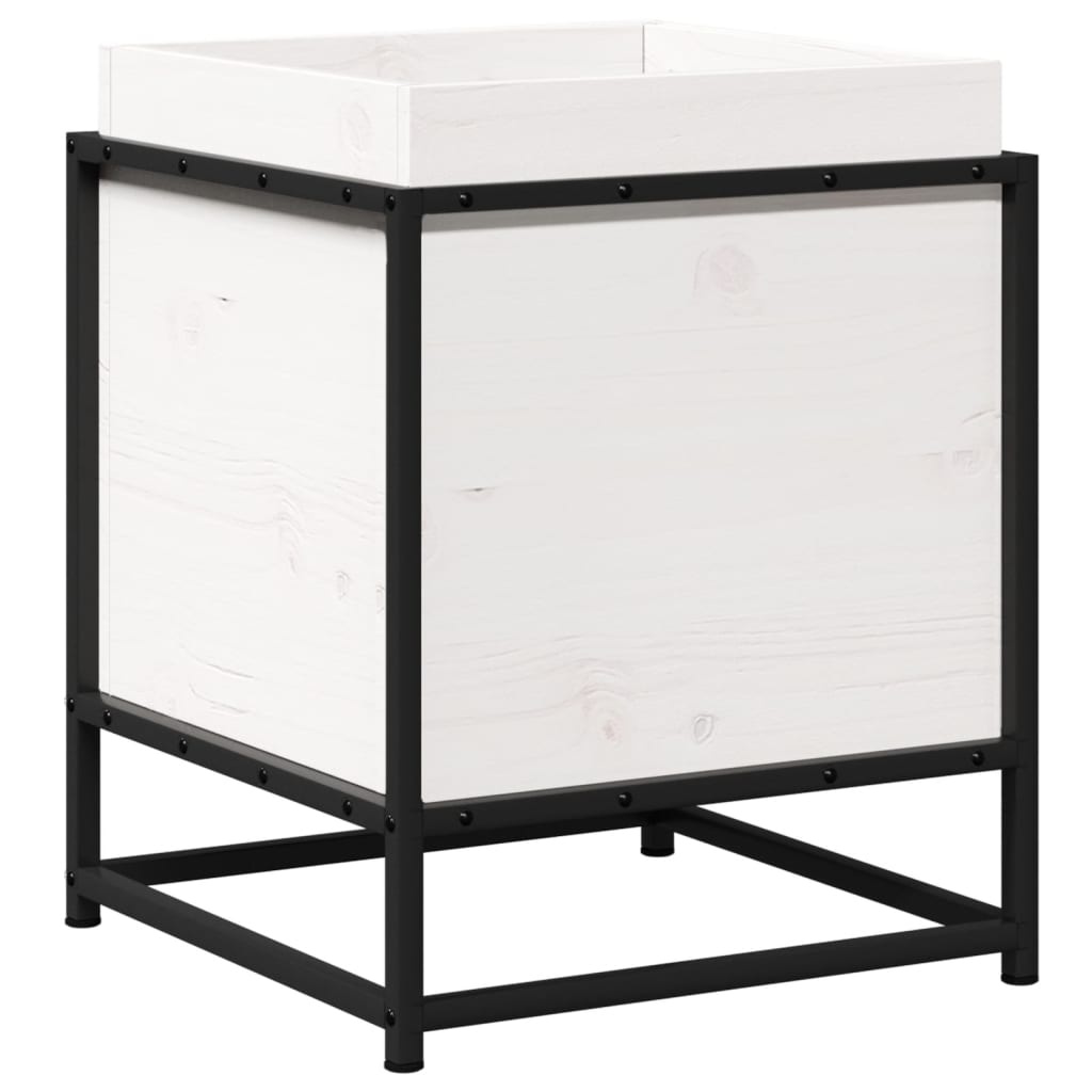 VidaXL Plantenbak 40x40x50 cm massief grenenhout wit