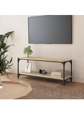 vidaXL Tv-meubel 100x33x41 cm bewerkt hout en staal sonoma eikenkleur