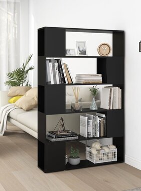 VidaXL Boekenkast/kamerscherm 100x24x155 cm bewerkt hout zwart