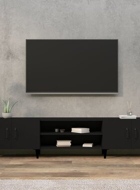 VidaXL Tv-meubel 180x31,5x40 cm bewerkt hout zwart
