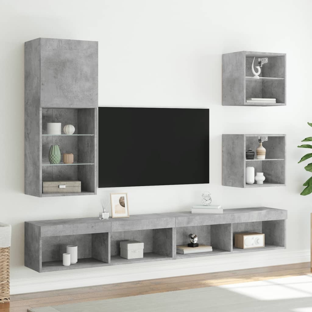 VidaXL Tv-meubel met LED-verlichting 40,5x30x102 cm betongrijs