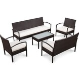VidaXL 5-delige Loungeset met kussens poly rattan bruin