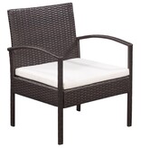 VidaXL 5-delige Loungeset met kussens poly rattan bruin