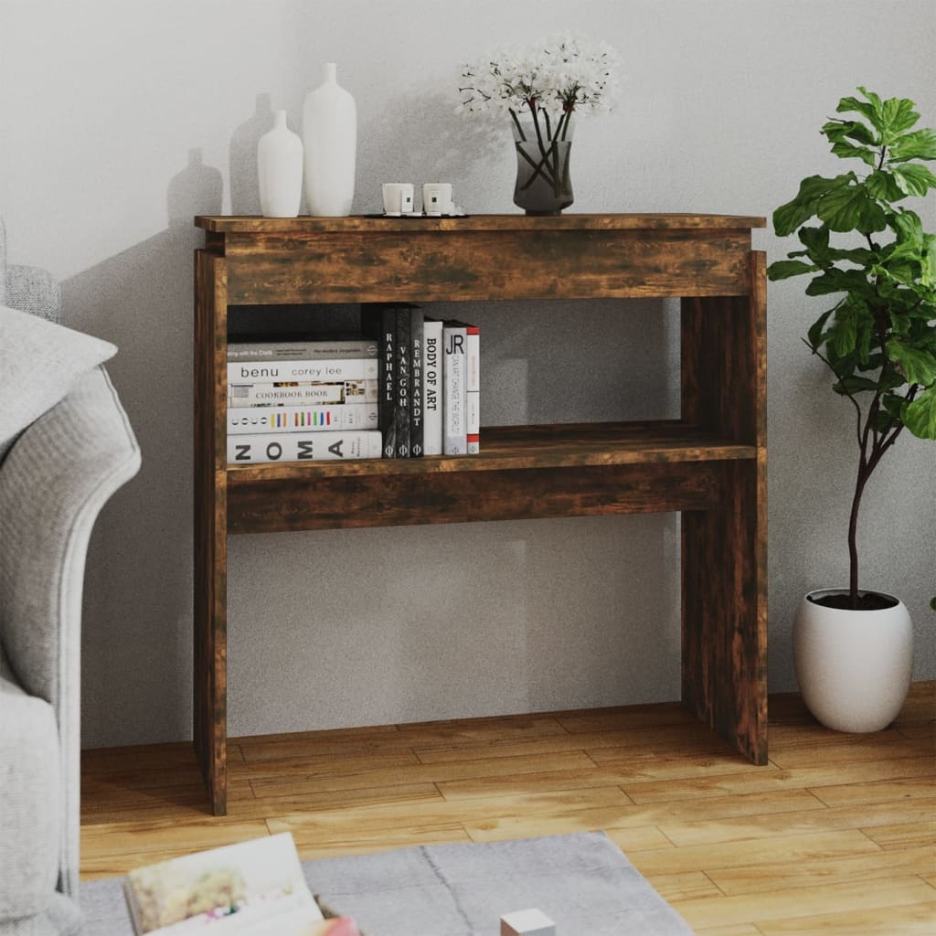 VidaXL Wandtafel 80x30x80 cm bewerkt hout gerookt eikenkleurig