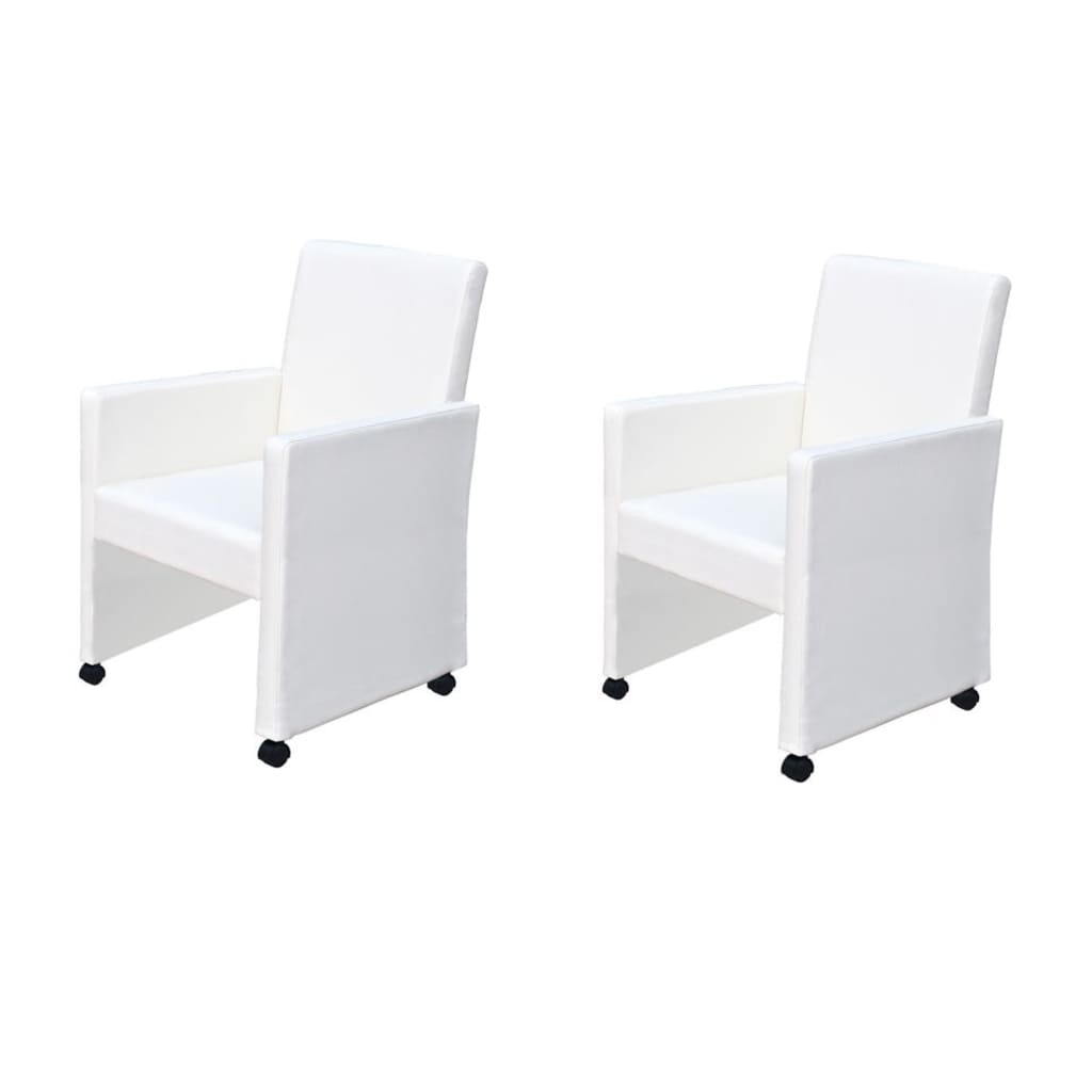 VidaXL Eetkamerstoelen 2 st kunstleer wit