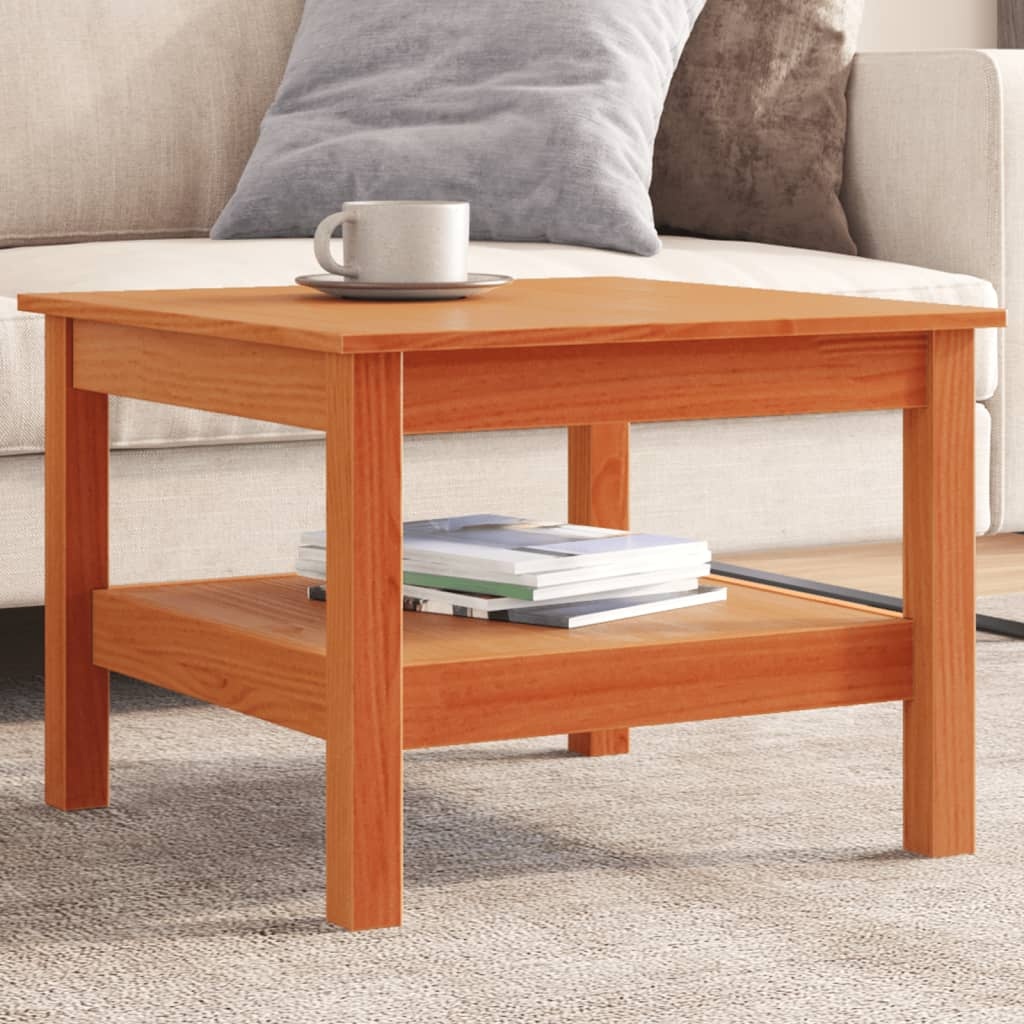 VidaXL Salontafel 55x55x40 cm massief grenenhout wasbruin