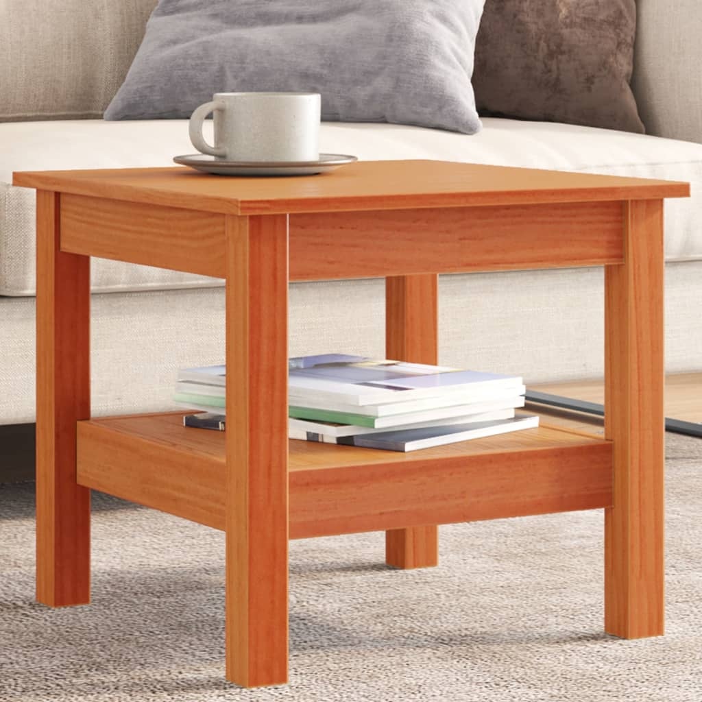VidaXL Salontafel 45x45x40 cm massief grenenhout wasbruin