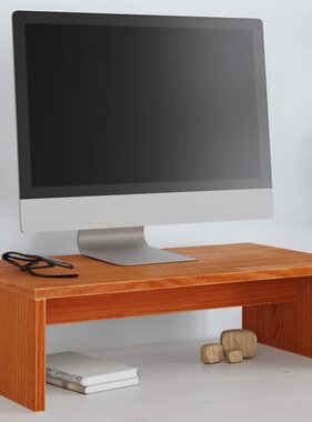 VidaXL Monitorstandaard 50x27x15 cm massief grenenhout wasbruin