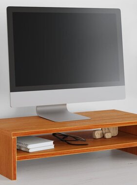 VidaXL Monitorstandaard 50x24x13 cm massief grenenhout wasbruin