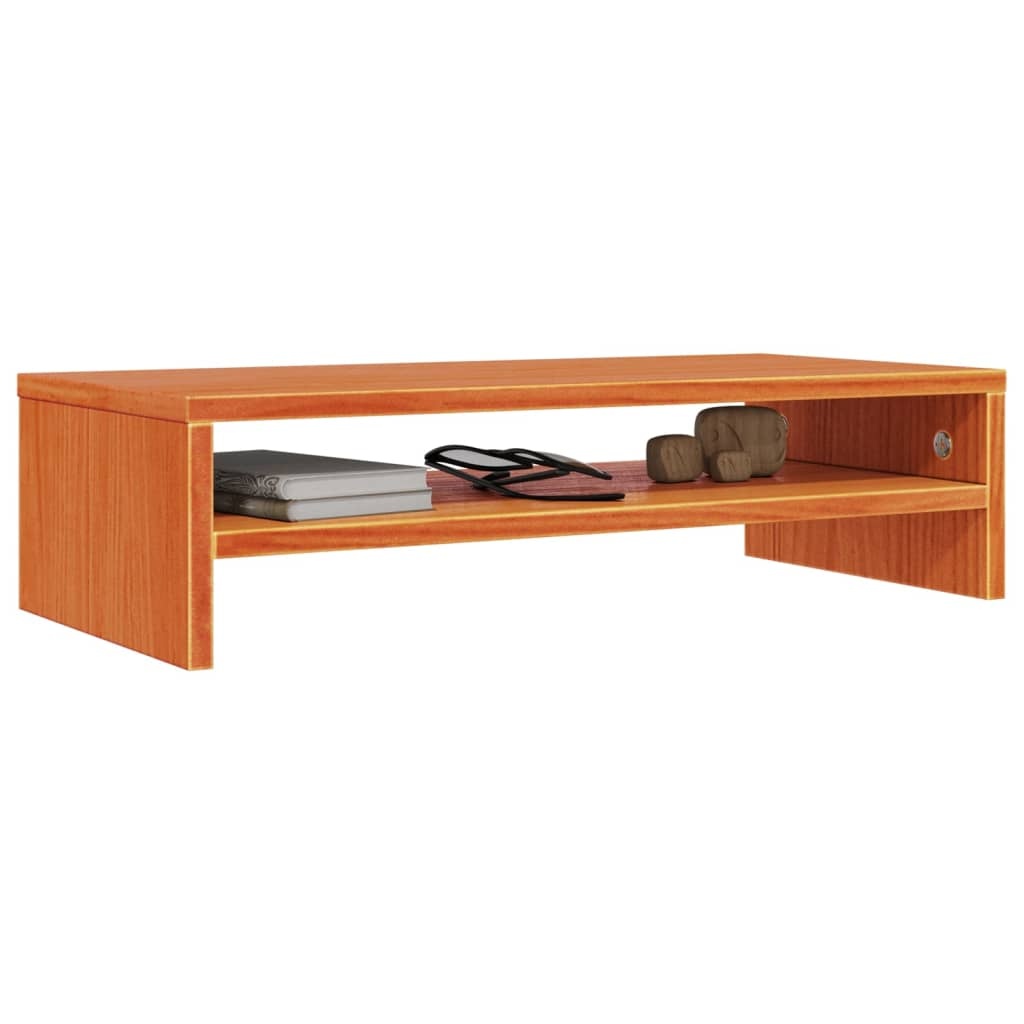 VidaXL Monitorstandaard 50x24x13 cm massief grenenhout wasbruin