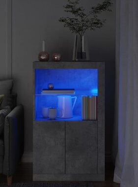 VidaXL Bijzetkast met LED-verlichting bewerkt hout betongrijs