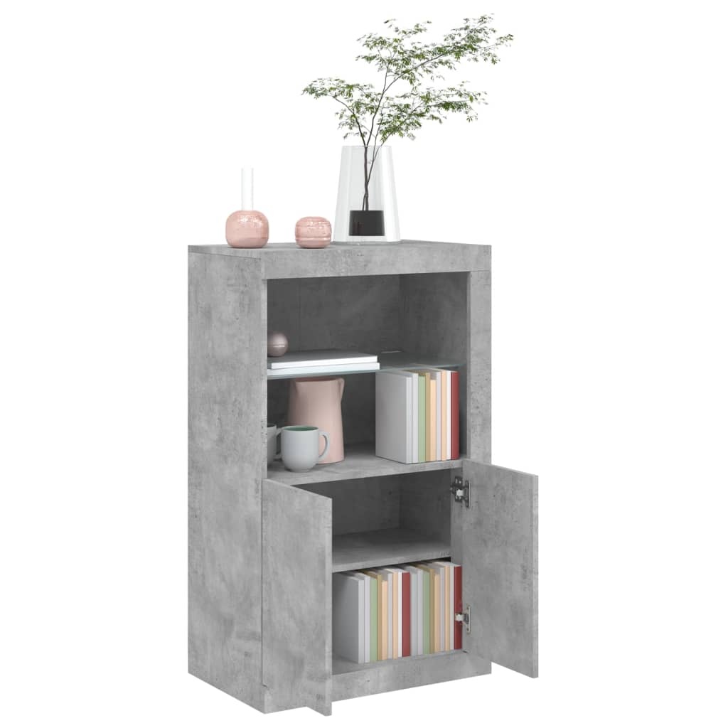 VidaXL Bijzetkast met LED-verlichting bewerkt hout betongrijs