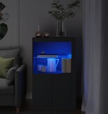 VidaXL Bijzetkast met LED-verlichting bewerkt hout zwart
