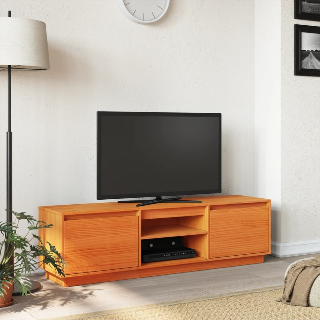 VidaXL Tv-meubel 140x35x40 cm massief grenenhout wasbruin