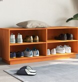 VidaXL Schoenenkast 110x34x45 cm massief grenenhout wasbruin