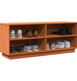 VidaXL Schoenenkast 110x34x45 cm massief grenenhout wasbruin