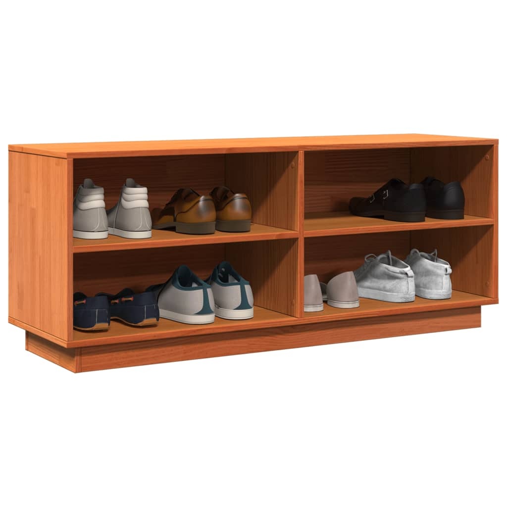 VidaXL Schoenenkast 110x34x45 cm massief grenenhout wasbruin