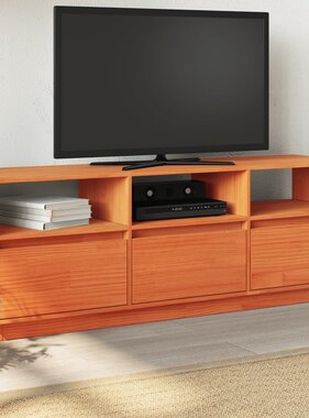 VidaXL Tv-meubel 140x37x50 cm massief grenenhout wasbruin