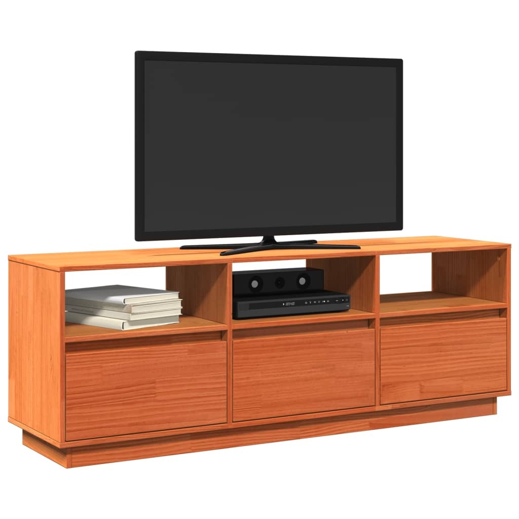 VidaXL Tv-meubel 140x37x50 cm massief grenenhout wasbruin