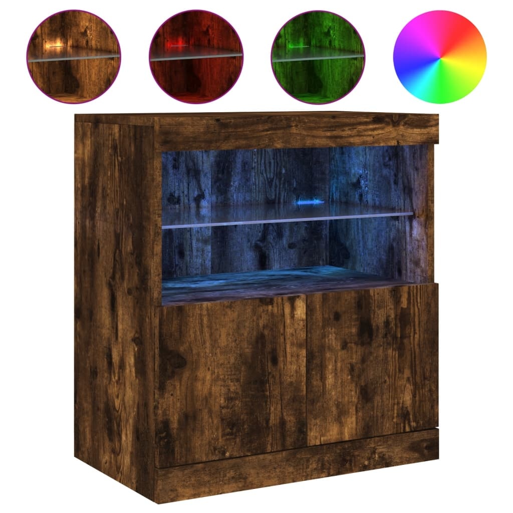 VidaXL Dressoir met LED-verlichting 60x37x67 cm gerookt eikenkleurig