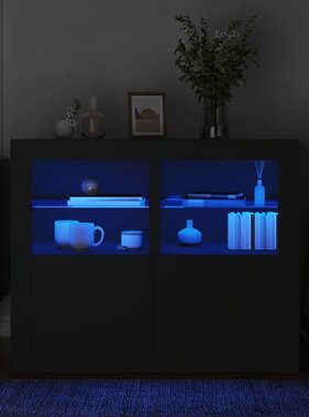 VidaXL Bijzetkastjes met LED-verlichting 2 st bewerkt hout zwart