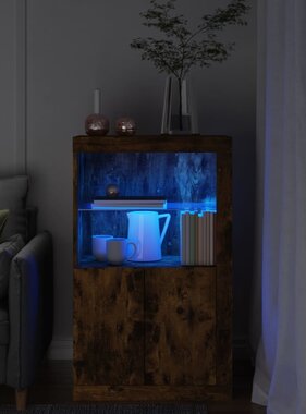 VidaXL Bijzetkast met LED bewerkt hout gerookt eikenkleurig