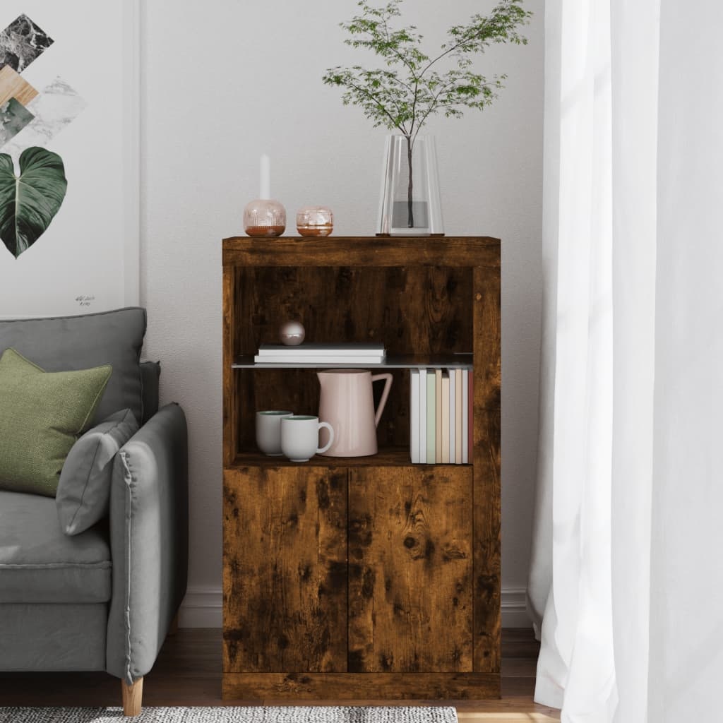 VidaXL Bijzetkast met LED bewerkt hout gerookt eikenkleurig