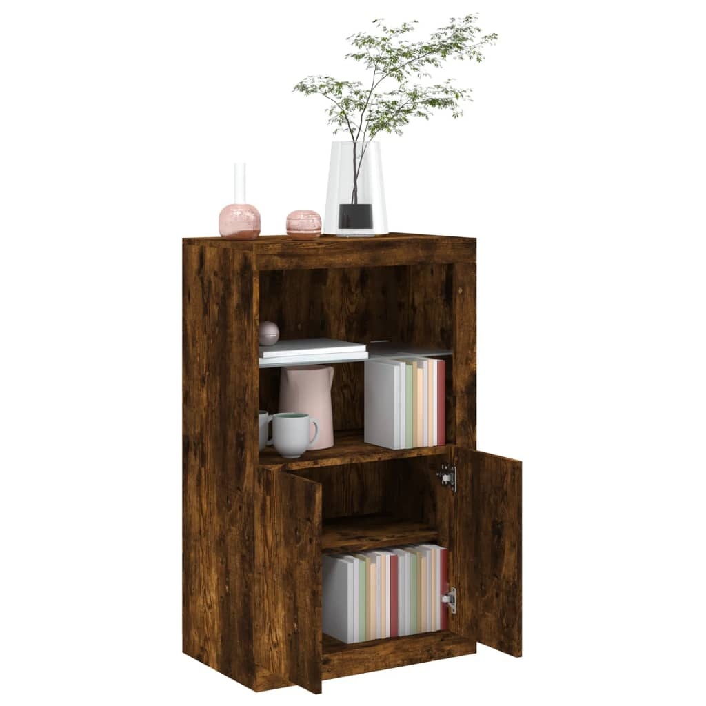 VidaXL Bijzetkast met LED bewerkt hout gerookt eikenkleurig