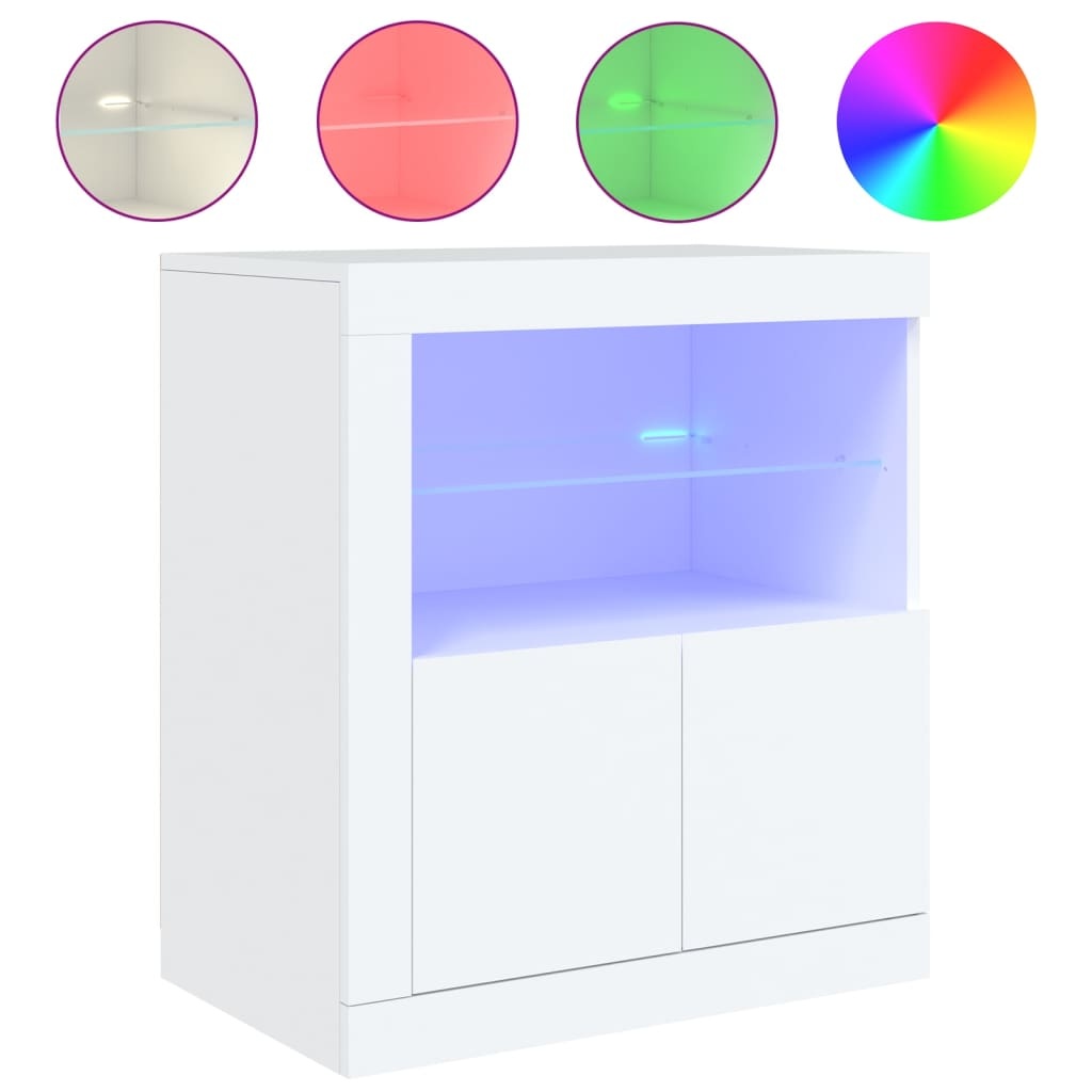 VidaXL Dressoir met LED-verlichting 60,5x37x67 cm wit