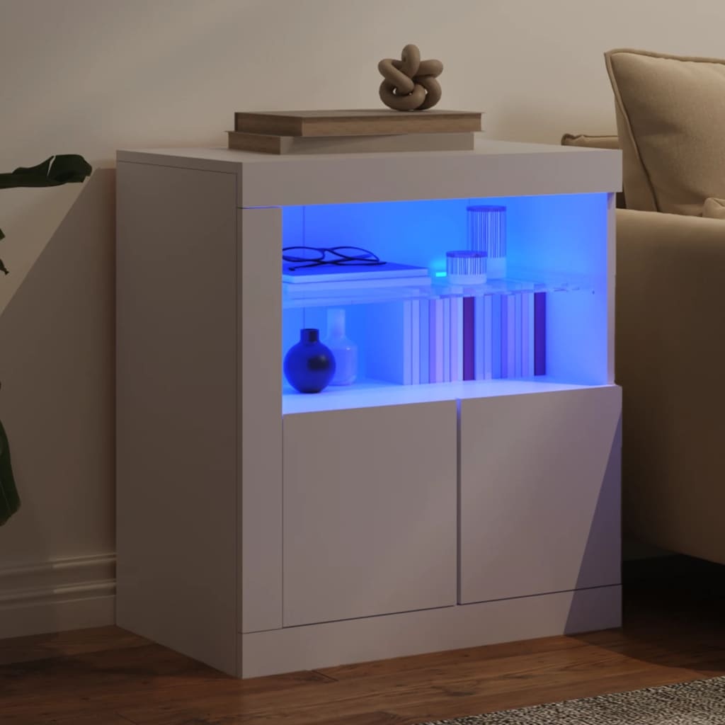 VidaXL Dressoir met LED-verlichting 60,5x37x67 cm wit