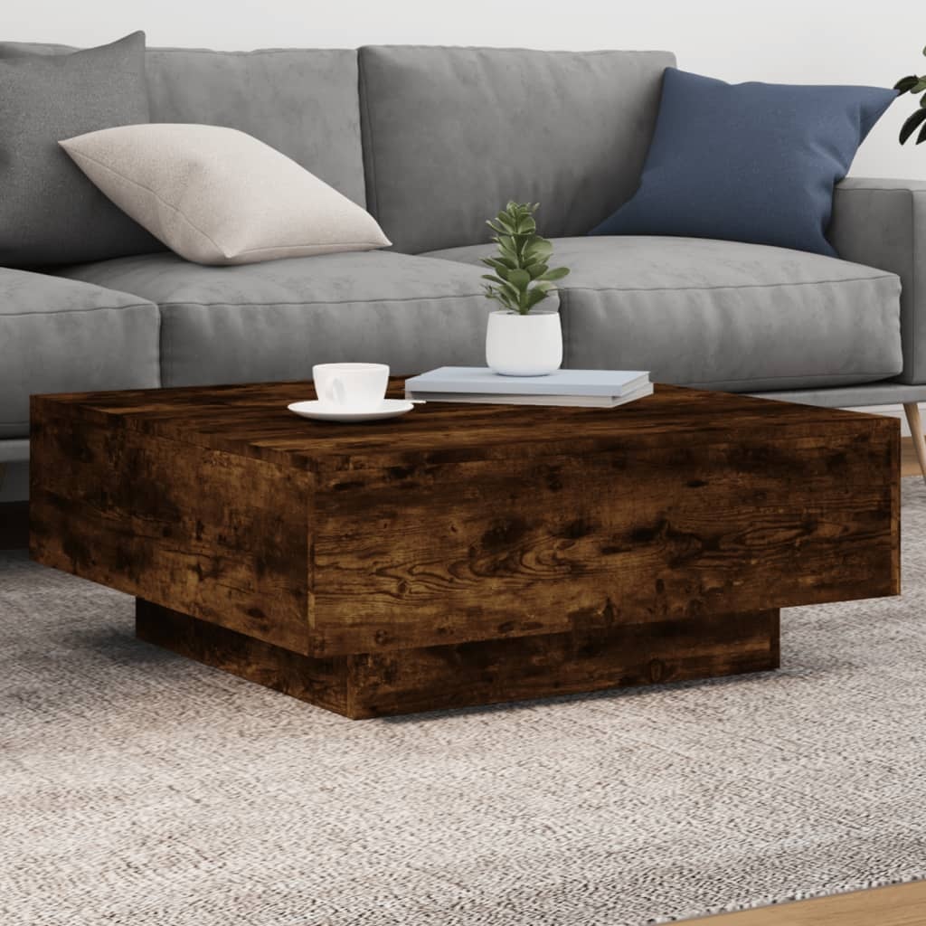 VidaXL Salontafel met LED-verlichting 80x80x31 cm gerookt eikenkleurig