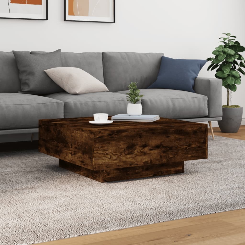 VidaXL Salontafel met LED-verlichting 80x80x31 cm gerookt eikenkleurig