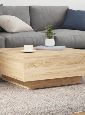 VidaXL Salontafel met LED-verlichting 80x80x31 cm sonoma eikenkleurig
