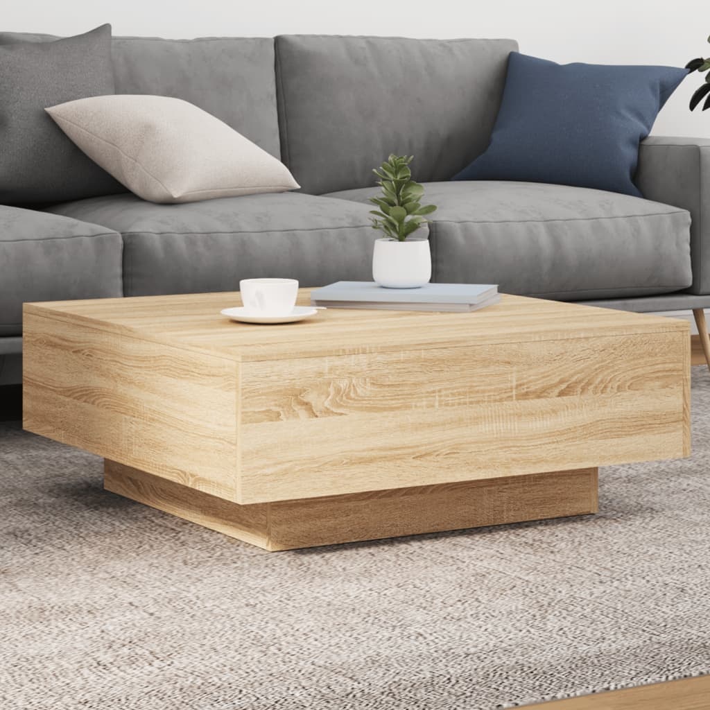 VidaXL Salontafel met LED-verlichting 80x80x31 cm sonoma eikenkleurig