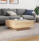 VidaXL Salontafel met LED-verlichting 80x80x31 cm sonoma eikenkleurig