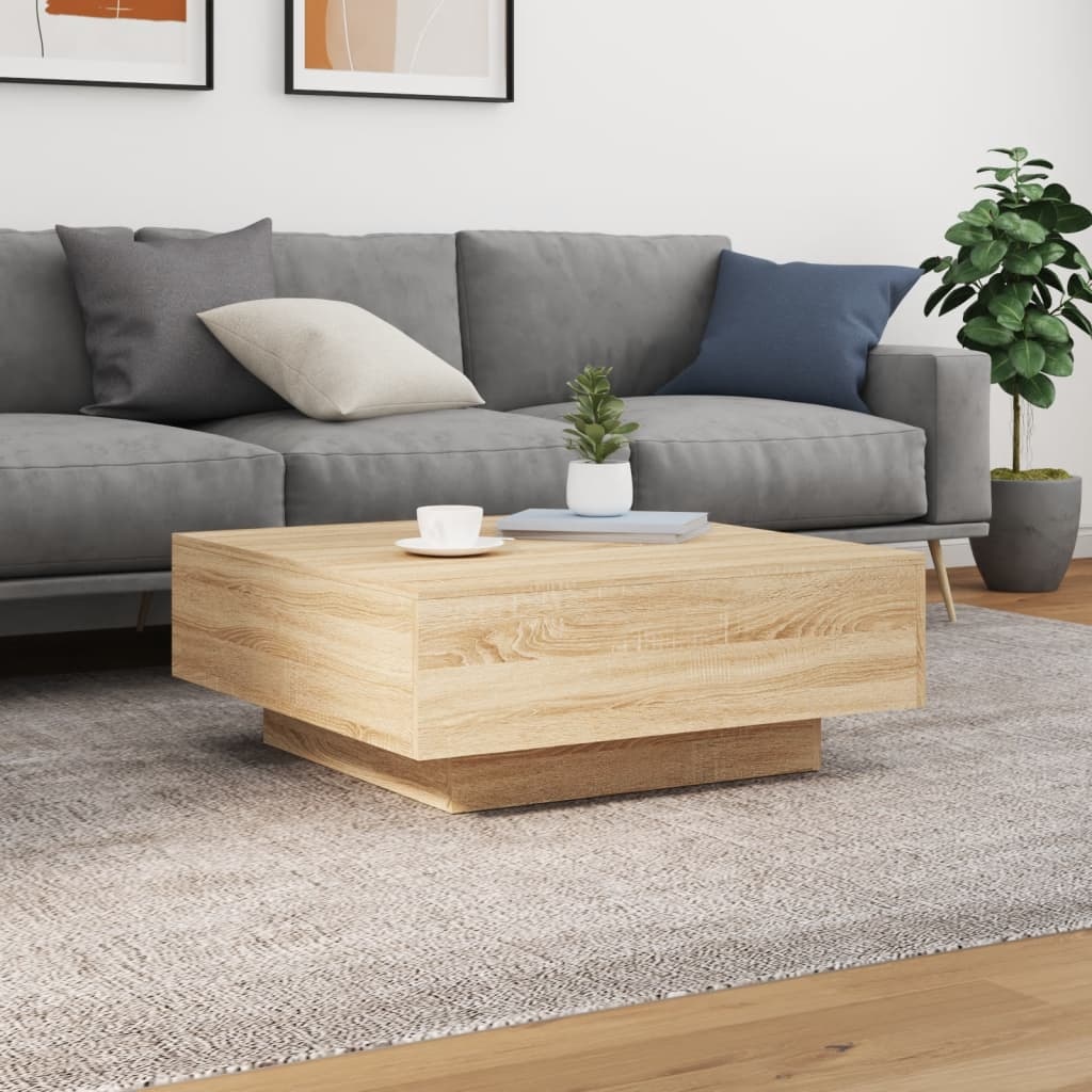 VidaXL Salontafel met LED-verlichting 80x80x31 cm sonoma eikenkleurig
