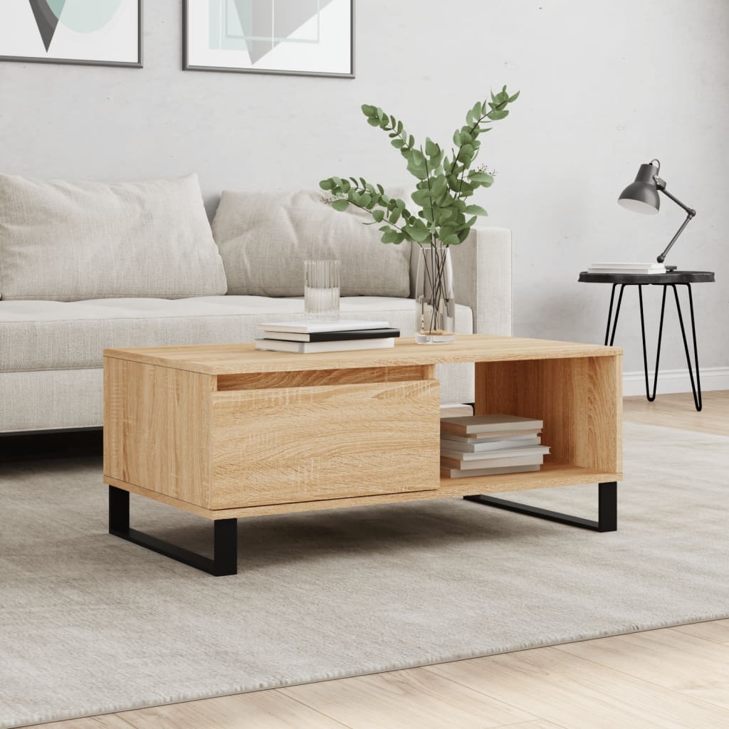 VidaXL Salontafel 90x50x36,5 cm bewerkt hout sonoma eikenkleurig