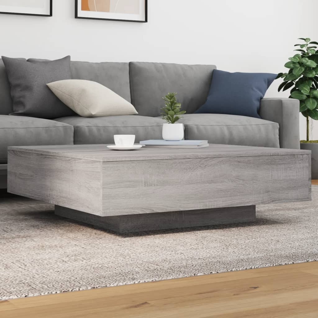 VidaXL Salontafel 100x100x31 cm bewerkt hout grijs sonoma eikenkleurig