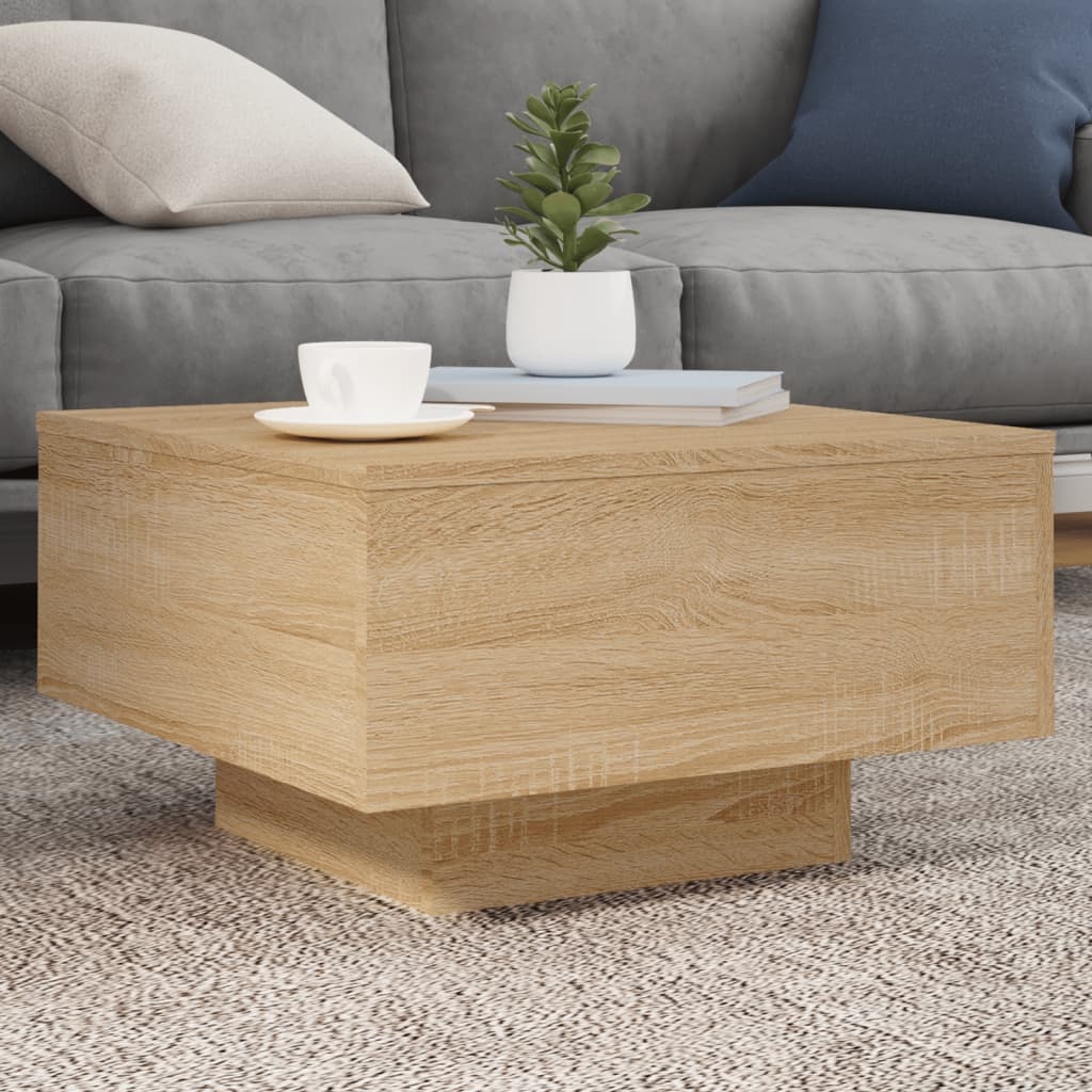 VidaXL Salontafel met LED-verlichting 55x55x31 cm sonoma eikenkleurig