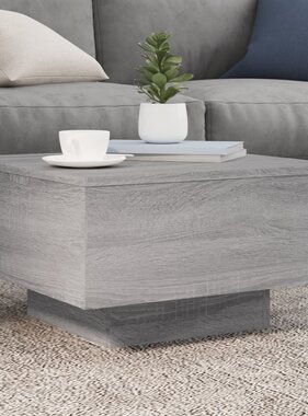 VidaXL Salontafel met LED-verlichting 55x55x31 cm grijs sonoma eiken