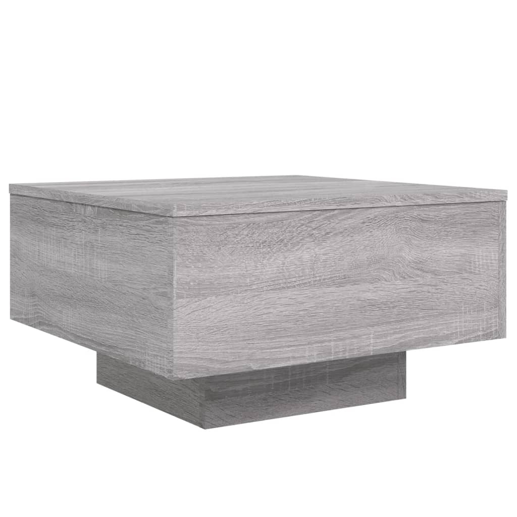 VidaXL Salontafel met LED-verlichting 55x55x31 cm grijs sonoma eiken