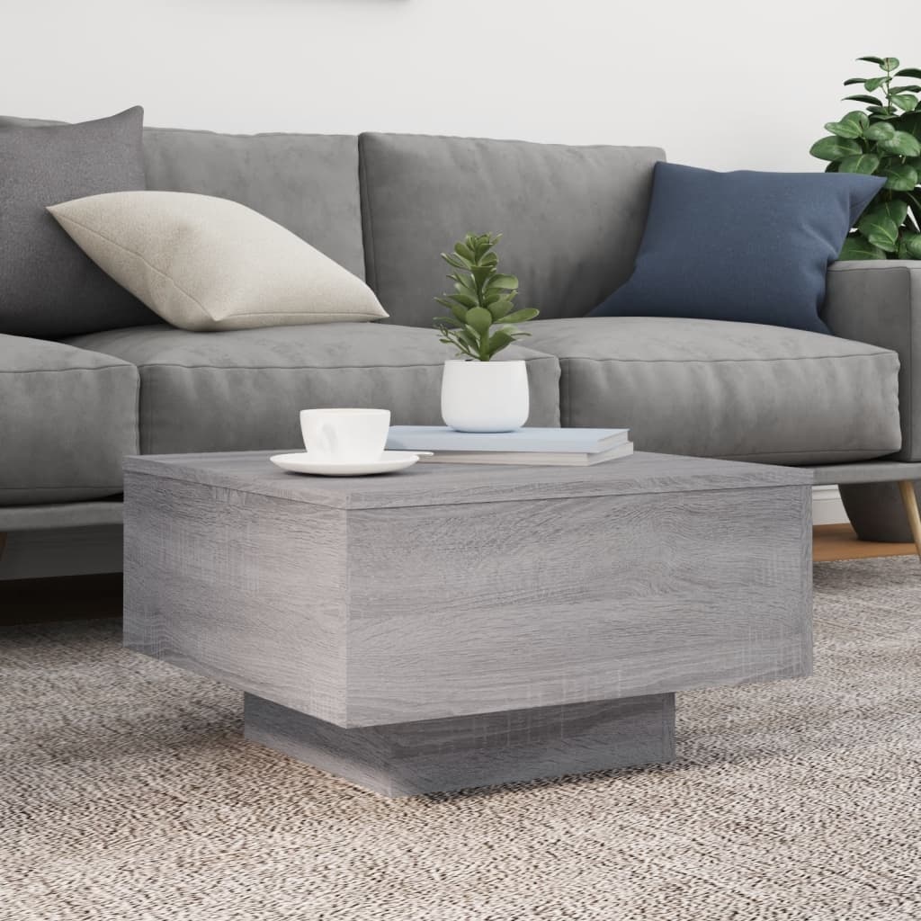 VidaXL Salontafel met LED-verlichting 55x55x31 cm grijs sonoma eiken