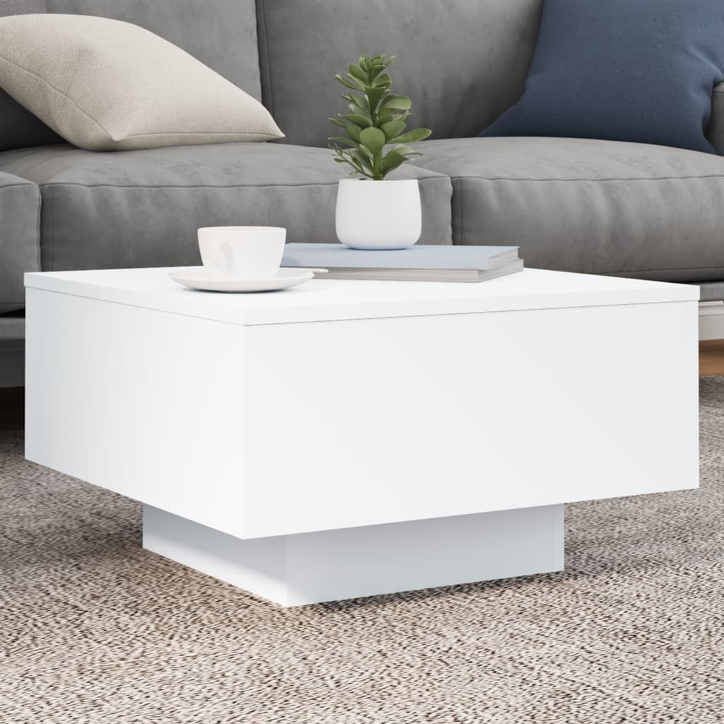 VidaXL Salontafel met LED-verlichting 55x55x31 cm wit