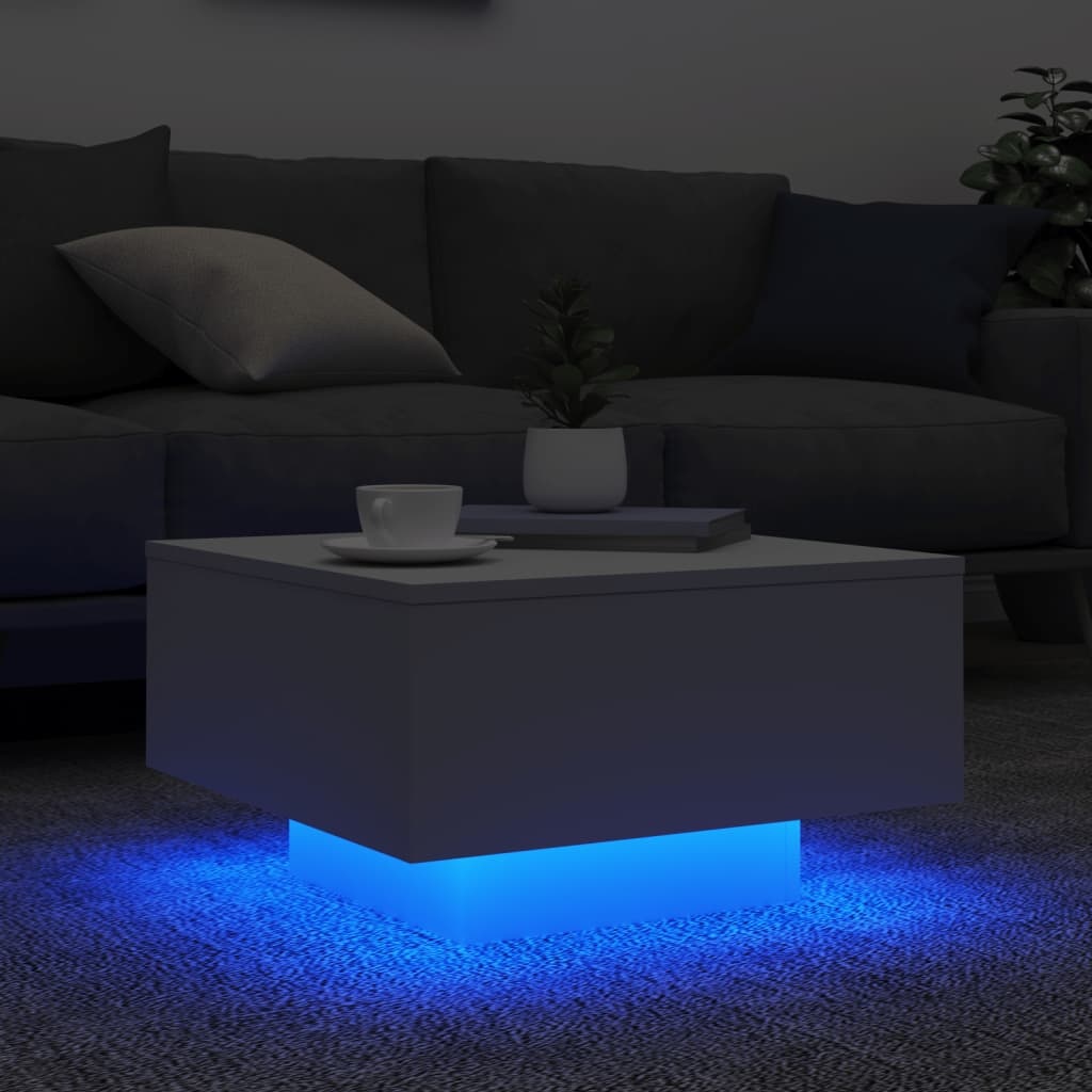 VidaXL Salontafel met LED-verlichting 55x55x31 cm wit