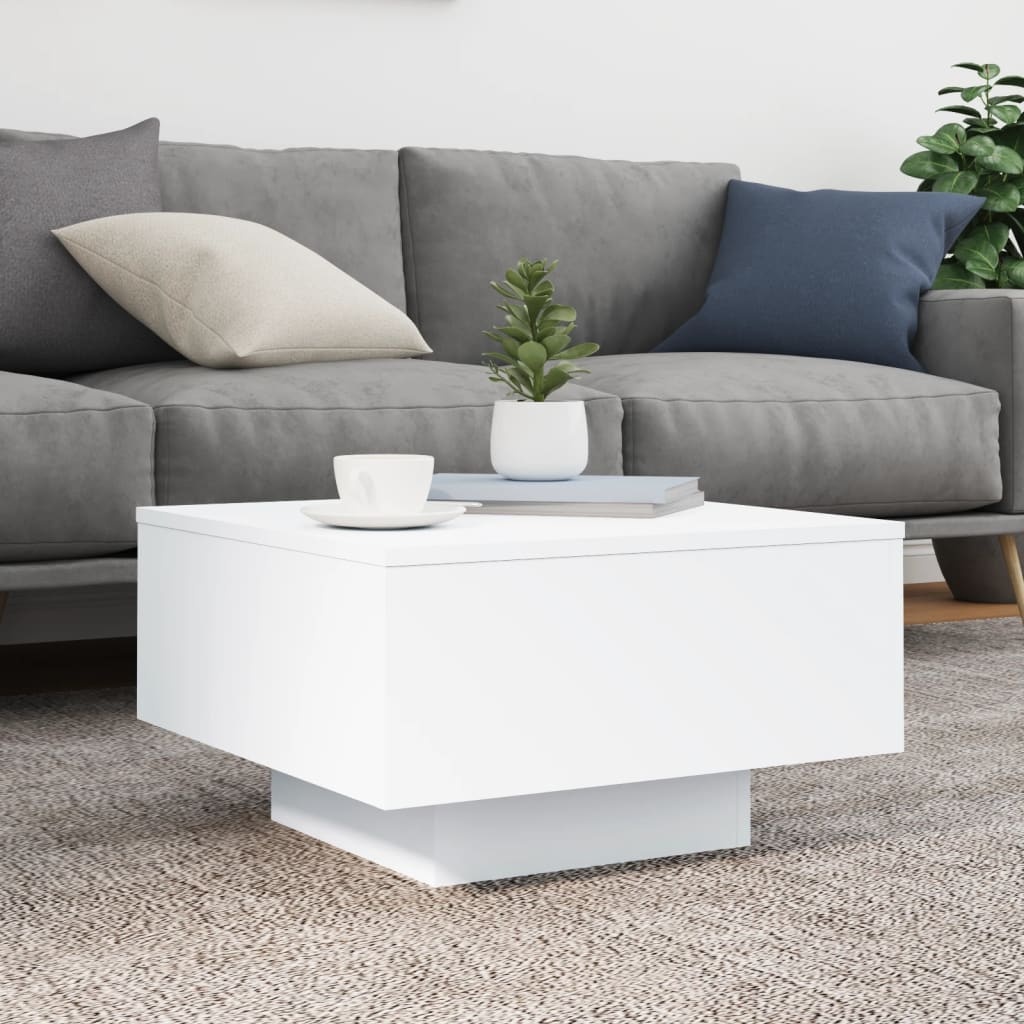 VidaXL Salontafel met LED-verlichting 55x55x31 cm wit