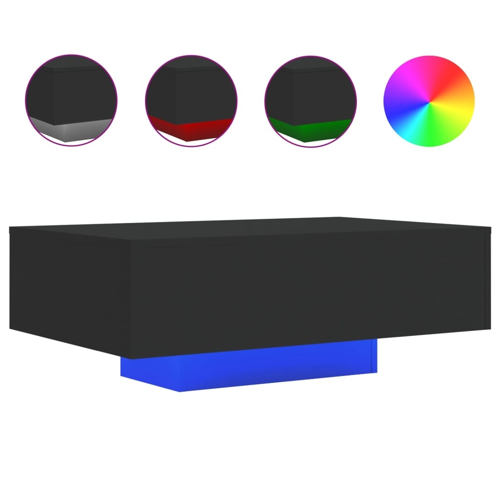 VidaXL Salontafel met LED-verlichting 85x55x31 cm zwart