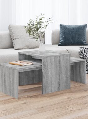 VidaXL Salontafelset 100x48x40 cm bewerkt hout grijs sonoma eikenkleur